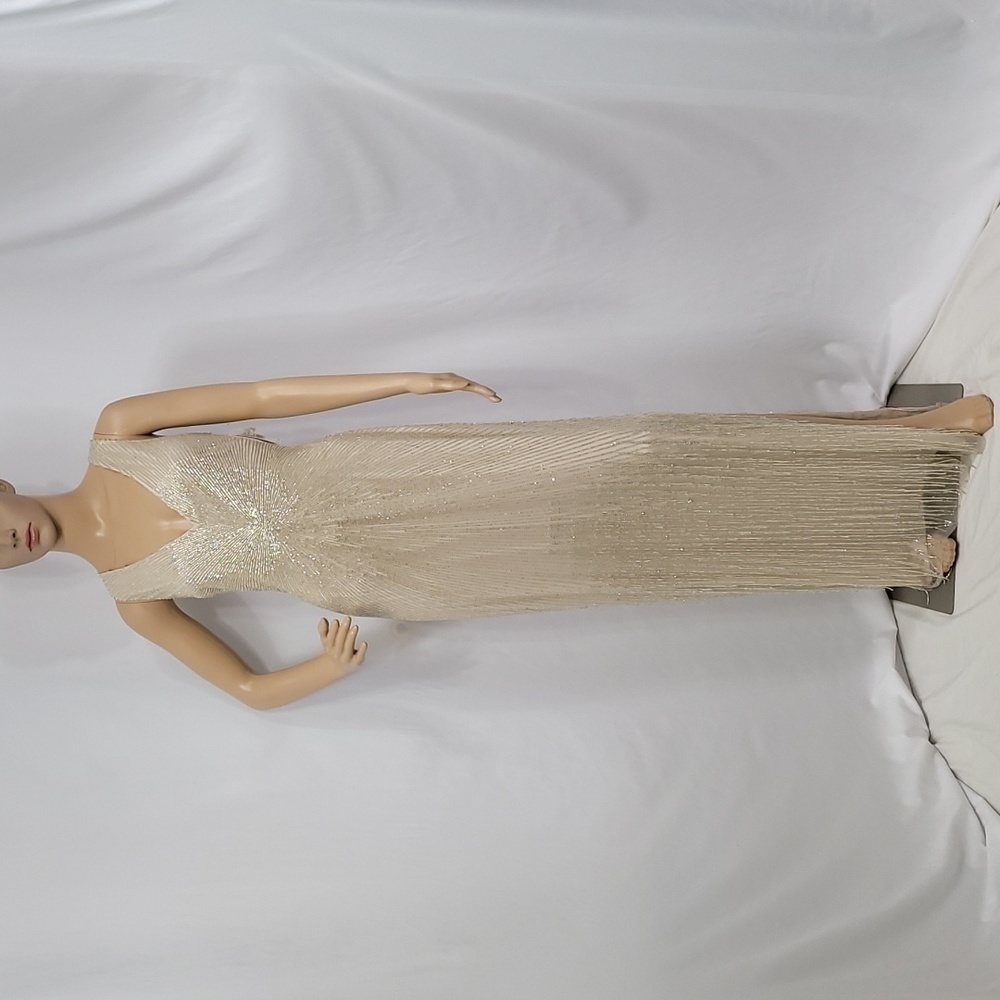 𝅺Aidan Mattox Women's Plunging V Neck Gown - Picture 9 of 15